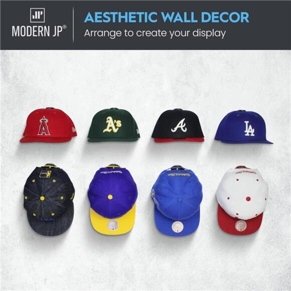 Adhesive Hat Hooks for Wall (16-Pack) - Hat Rack for Baseball Caps - Picture 3 of 7